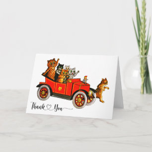 Antieke Louis Wain Katten in Auto Bedankt
