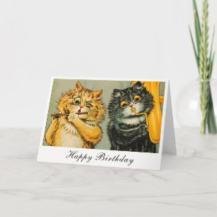 Antieke Louis Wain Pret Muzikale Katten Gelukkige Kaart