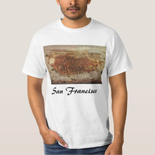 Antieke luchtkaart, stad San Francisco, Californië T-shirt