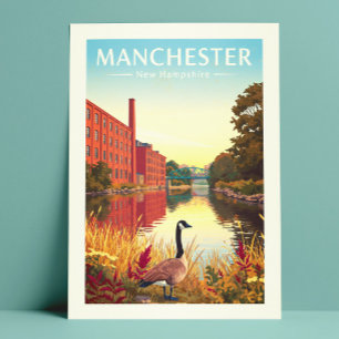 Antieke Manchester New Hampshire Briefkaart