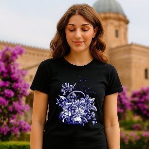 Antieke mand met bloemen uit het Victoriaans tijdp T-shirt
