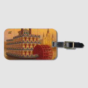 Antieke Mardi Gras raderboot Bagagelabel