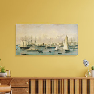 Antieke maritieme afbeelding Jacht Squadron in New Canvas Afdruk
