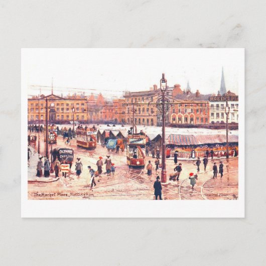 Antieke Markt, Nottingham, Briefkaart (Voorkant)