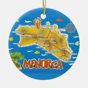 Antieke Menorca Spanje geïllustreerd Keramisch Ornament