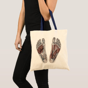 Antieke menselijke anatomie voetafdruk podiatrie v tote bag