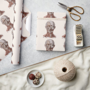 Antieke menselijke anatomie wetenschap, hoofd keel cadeaupapier