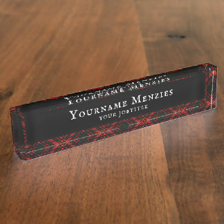 Antieke Menzies Jacht-Tartan Plaid Naambordje