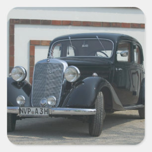 antieke mercedes 3 vierkante sticker