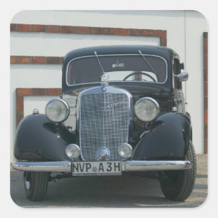 antieke mercedes vierkante sticker