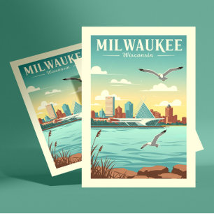 Antieke Milwaukee Wisconsin Briefkaart