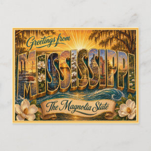 Antieke Mississippi Groet Vanansichtkaart Briefkaart
