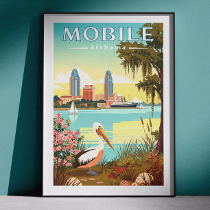 Antieke Mobile Alabama Poster