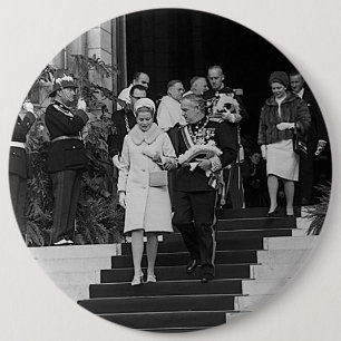 Antieke Monaco Prins Albert en Princess Grace Ronde Button 6,0 Cm