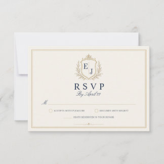 Antieke Monogram Oude Geld Huwelijks RSVP Kaart