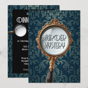 Antieke moordmysterie dinerfeest retro blauw kaart