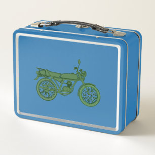 Antieke motorfiets lunchdoos
