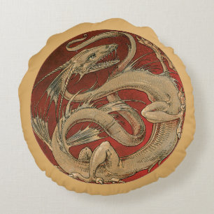 Antieke mythologie, antieke gouden Aziatische draa Rond Kussen