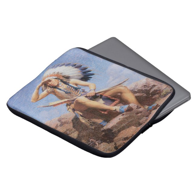 Antieke Native American Indian, The Scout door Lei Laptop Sleeve (Voorkant top)