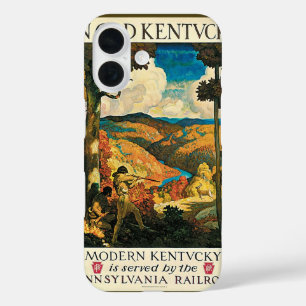 Antieke NC Wyeth-reisposter, In Old Kentucky iPhone 16 Hoesje