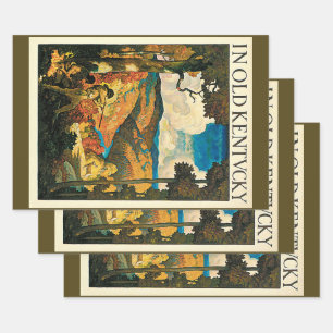 Antieke NC Wyeth-reisposter, In Old Kentucky Inpakpapier Vel