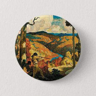 Antieke NC Wyeth-reisposter, In Old Kentucky Ronde Button 5,7 Cm