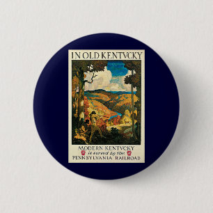 Antieke NC Wyeth-reisposter, In Old Kentucky Ronde Button 5,7 Cm