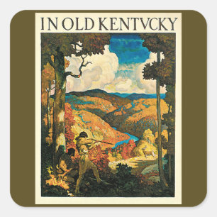 Antieke NC Wyeth-reisposter, In Old Kentucky Vierkante Sticker