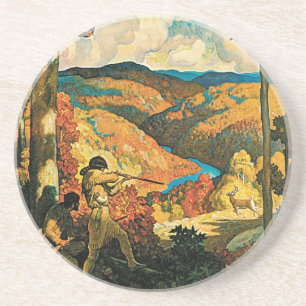 Antieke NC Wyeth-reisposter, In Old Kentucky Zandsteen Onderzetter