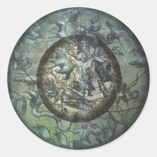 Antieke Noordelijke Constellatie Hemelse Astronomi Ronde Sticker