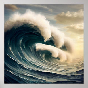 Antieke oceaangolven poster