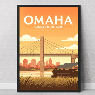 Antieke Omaha Nebraska Poster