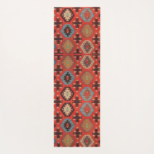 Antieke Oriëntaalse Oranje Rode Koerdische Kilim Yogamat (Achterkant)