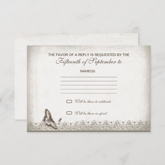 antieke oude trouwer RSVP (Voorkant / Achterkant)