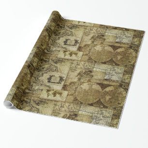 Antieke oude wereld kaarten Vintage kaarten Cadeaupapier