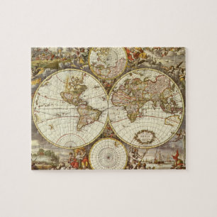 Antieke Oude Wereldkaart door Frederick de Wit, ci Legpuzzel