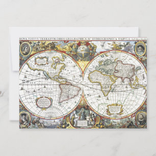 Antieke Oude Wereldkaart door Hendrik Hondius, 163 Kaart