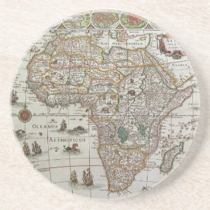 Antieke Oude Wereldkaart van Afrika door Blaeu, ci Zandsteen Onderzetter