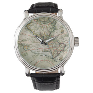 Antieke Oude Wereldkaart van de Amerika's, Theodor Horloge