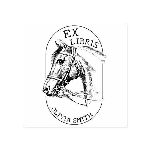 Antieke Paard, Modern Ex Libris Boek Rubberstempel (Afrduk)