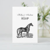 Antieke Paard Staand RSVP Kaartje (Staand voorkant)