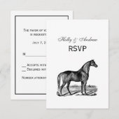 Antieke Paard Staand RSVP Kaartje (Voorkant / Achterkant)