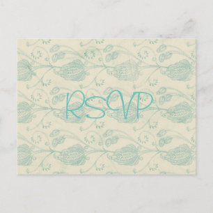 Antieke paisley trouwuitnodiging RSVP met foto Briefkaart