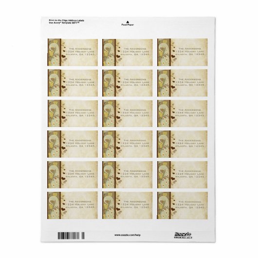 Antieke Parelmoer Gele Koraal Muzieknoten Etiket (Full Sheet)