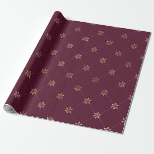 Antieke Paris Bourgondië rood en goud bloemmotief Cadeaupapier