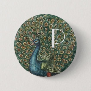 Antieke Pauw Ronde Button 5,7 Cm