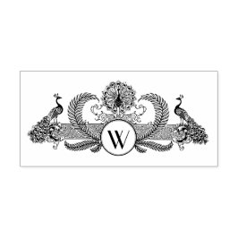 Antieke pauwen met monogram initiaal  zelfinktende stempel