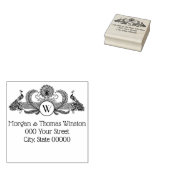 Antieke Pauwen met Monogram Rubberstempel (Gestempeld)