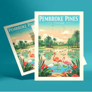 Antieke Pembroke Pines Florida Briefkaart