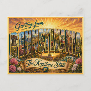 Antieke Pennsylvanië Groet Vanansichtkaart Briefkaart